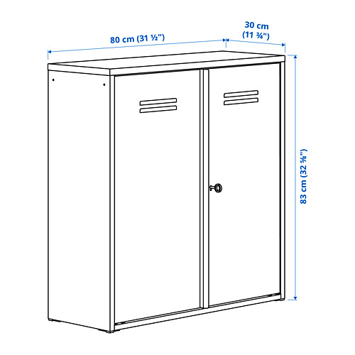 IVAR cabinet with doors, 80x30x83 cm, white