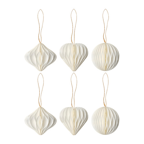 VINTERFINT - tree ornament set of 6, mixed shapes white | IKEA Hong Kong and Macau - PE986311_S4