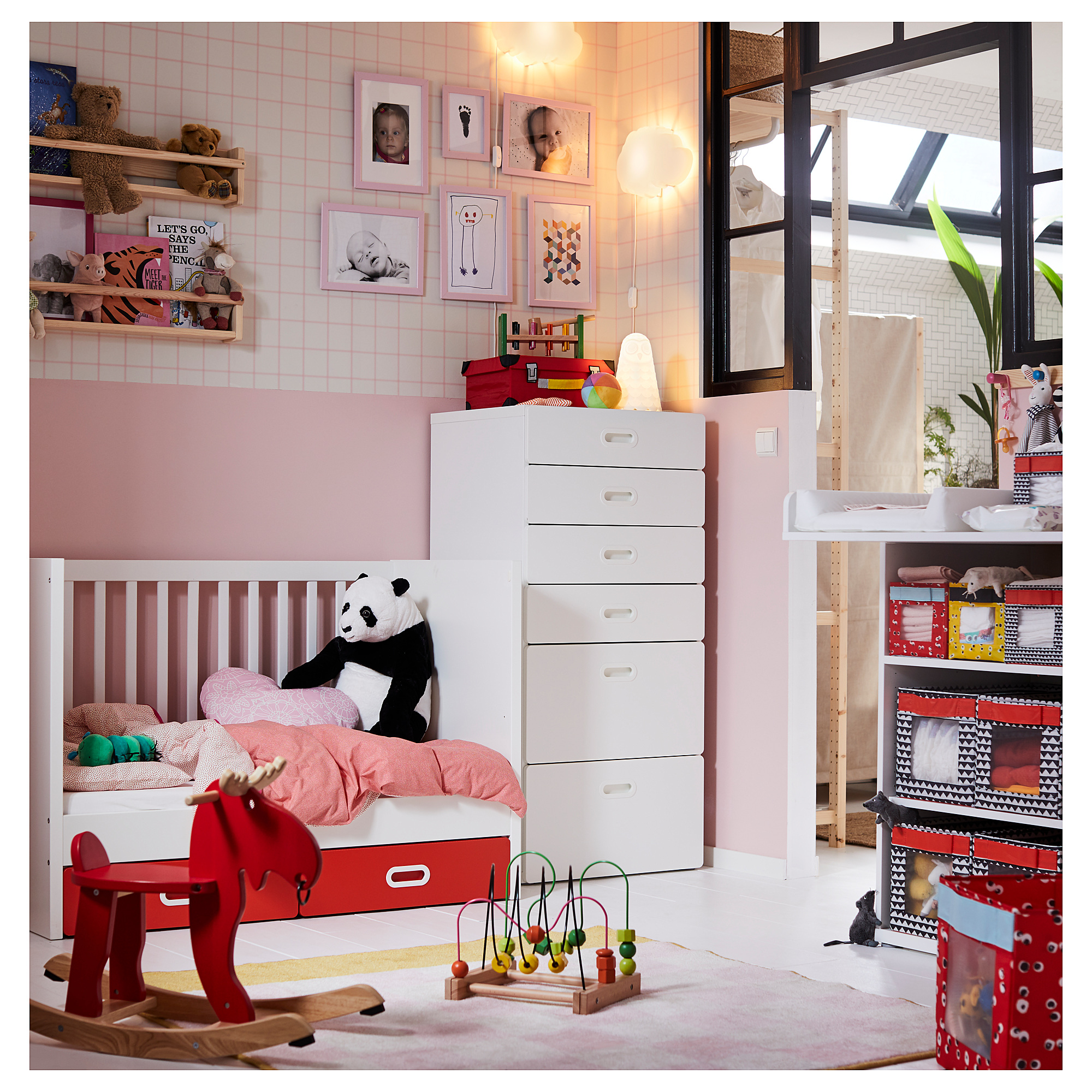 cot bed and chest of drawers
