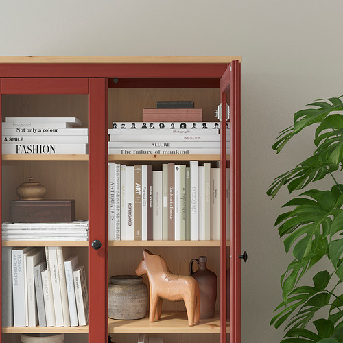 HEMNES glass-door cabinet with 3 drawers