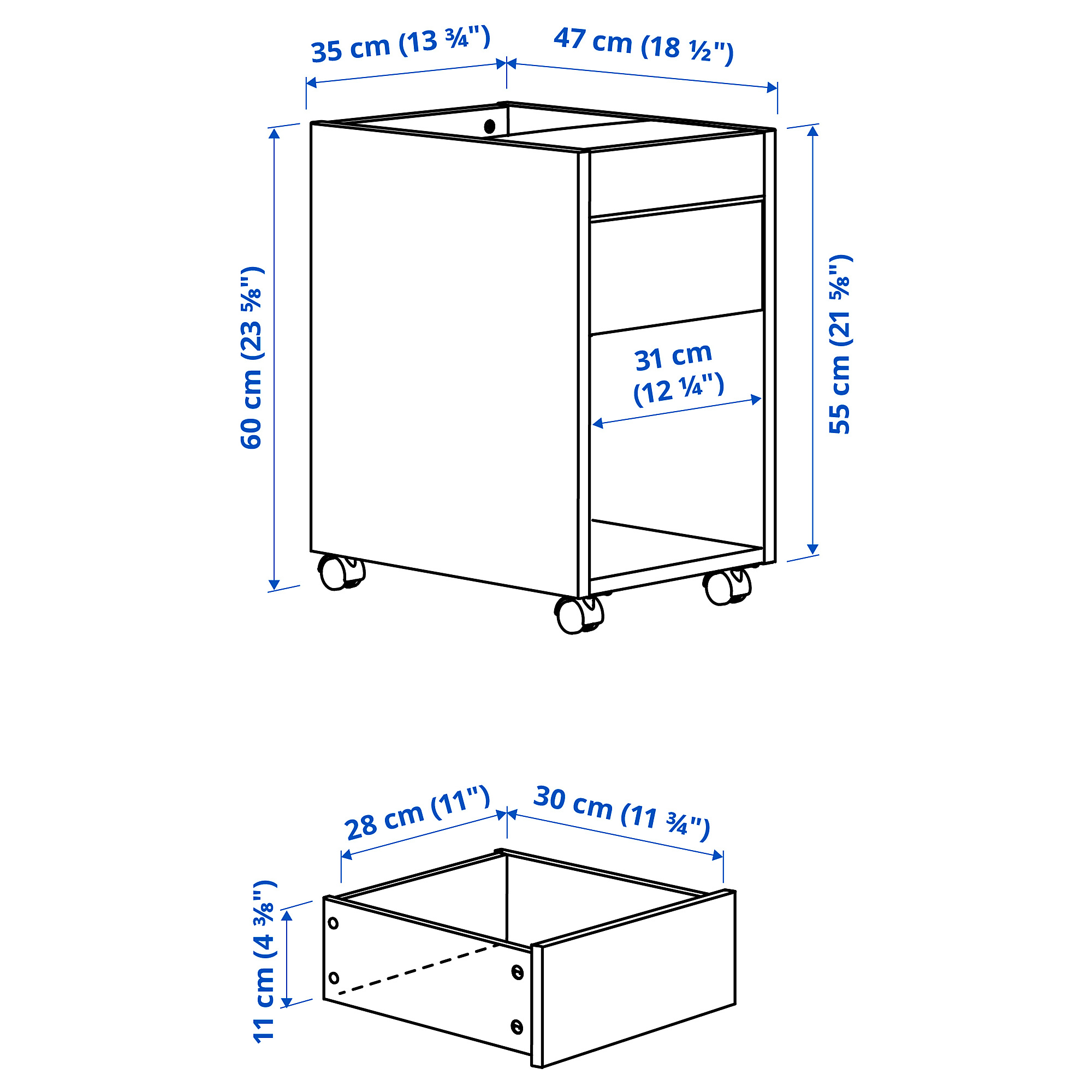 TONSTAD drawer unit on castors
