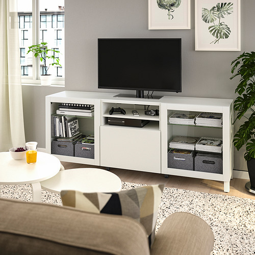 BESTÅ TV bench with doors and drawers