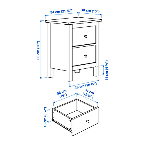 HEMNES chest of 2 drawers