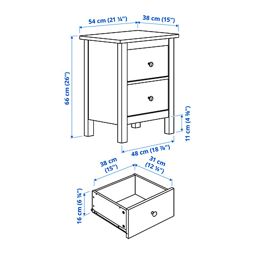 HEMNES 兩層抽屜櫃