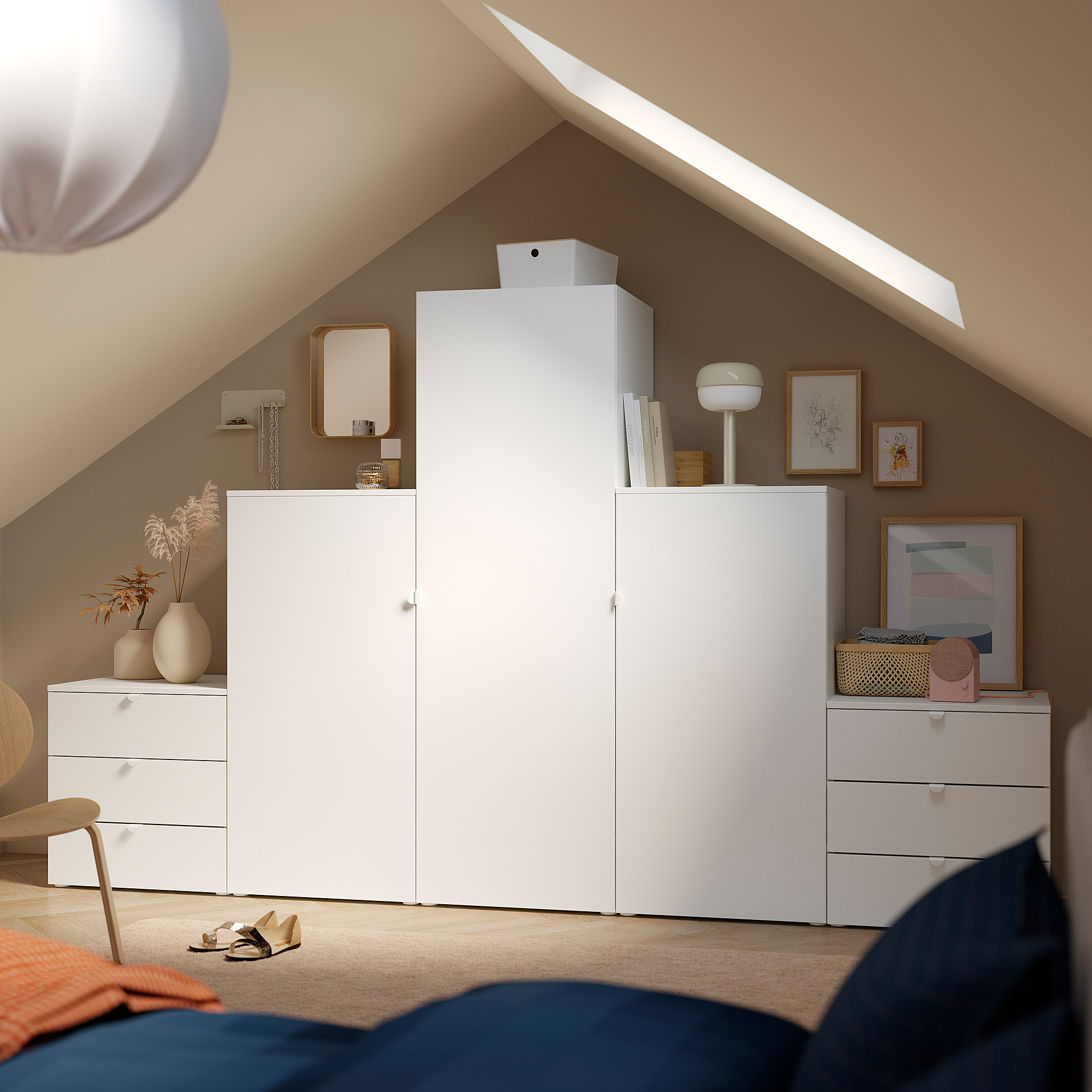 PLATSA wardrobe with 3 doors+6 drawers