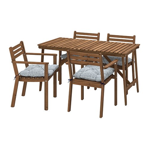 ASKHOLMEN table+4 chairs w armrests, outdoor