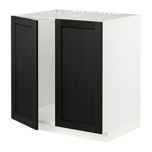 METOD base cabinet for sink + 2 doors