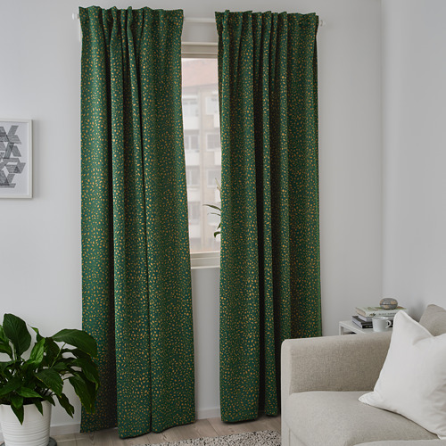 BLÅBÄRSMOTT block-out curtains, 1 pair