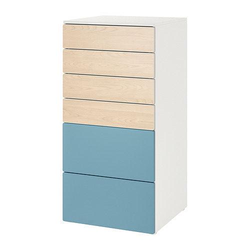 PLATSA/SMÅSTAD chest of 6 drawers