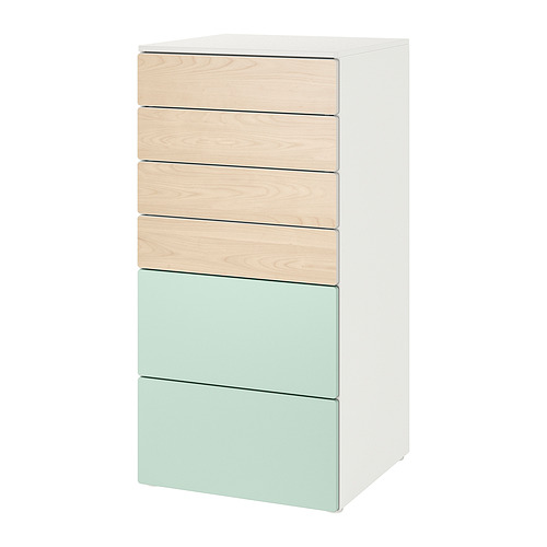PLATSA/SMÅSTAD chest of 6 drawers
