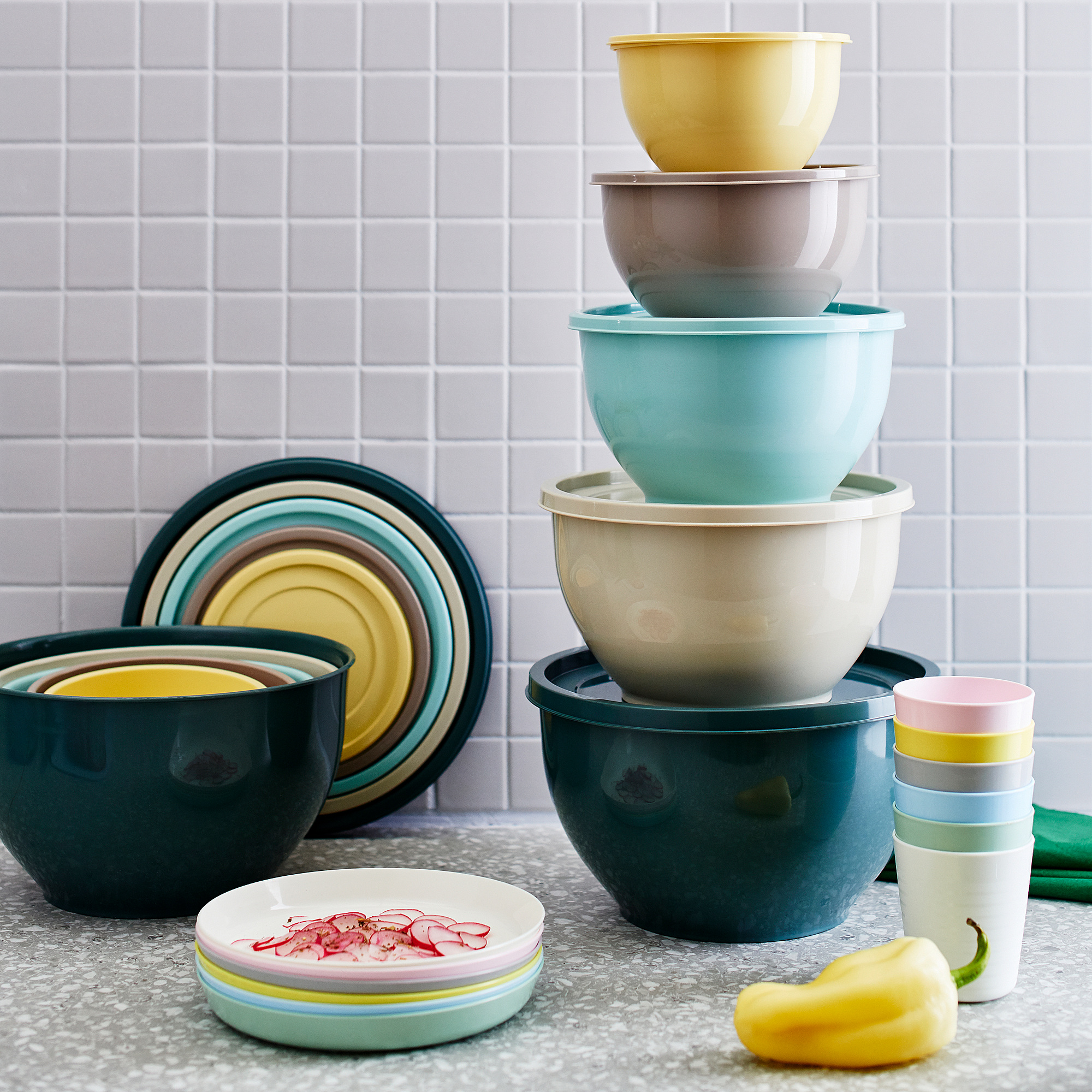 GARNITYREN bowl with lid, set of 5