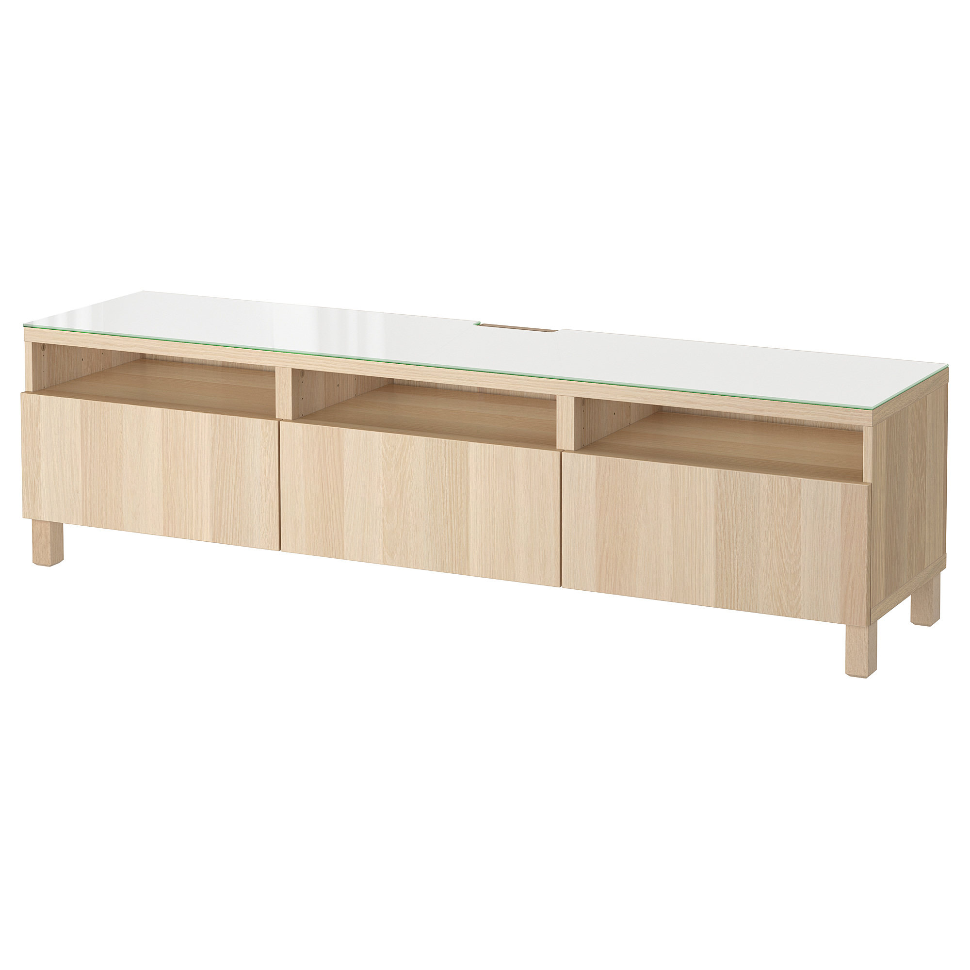 BESTÅ TV bench with drawers, Lappviken white stained oak effect