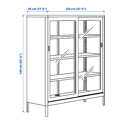 IDÅSEN cabinet with sliding glass doors