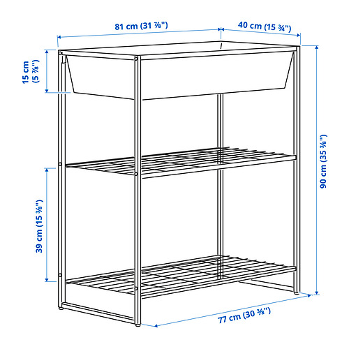 JOSTEIN shelving unit with container