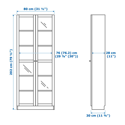 BILLY bookcase with glass-doors