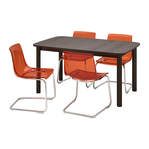 TOBIAS/STRANDTORP 一檯四椅, 棕色/紅色/鍍鉻