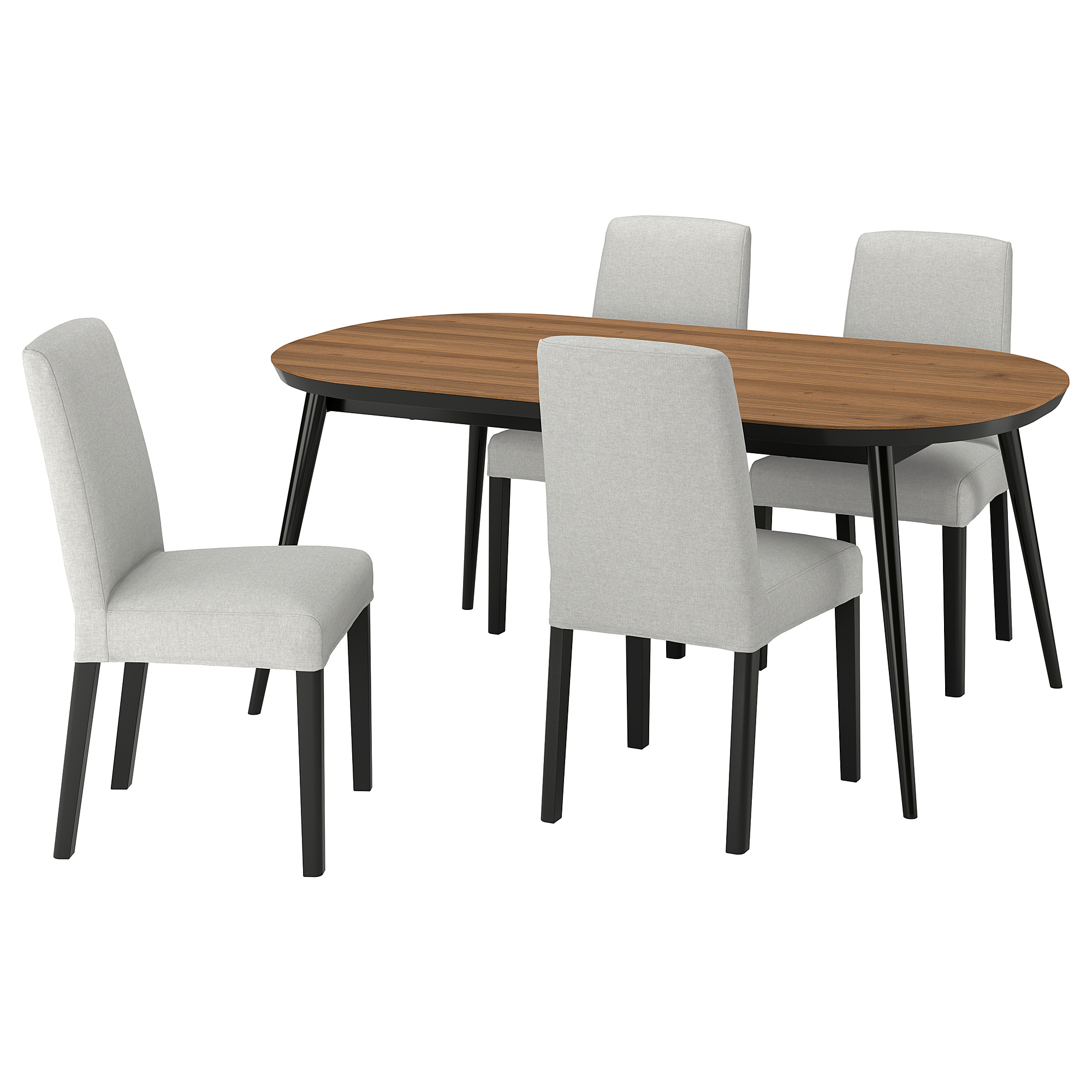BERGMUND/TJÄRKIL - table and 4 chairs, black walnut veneer/Orrsta