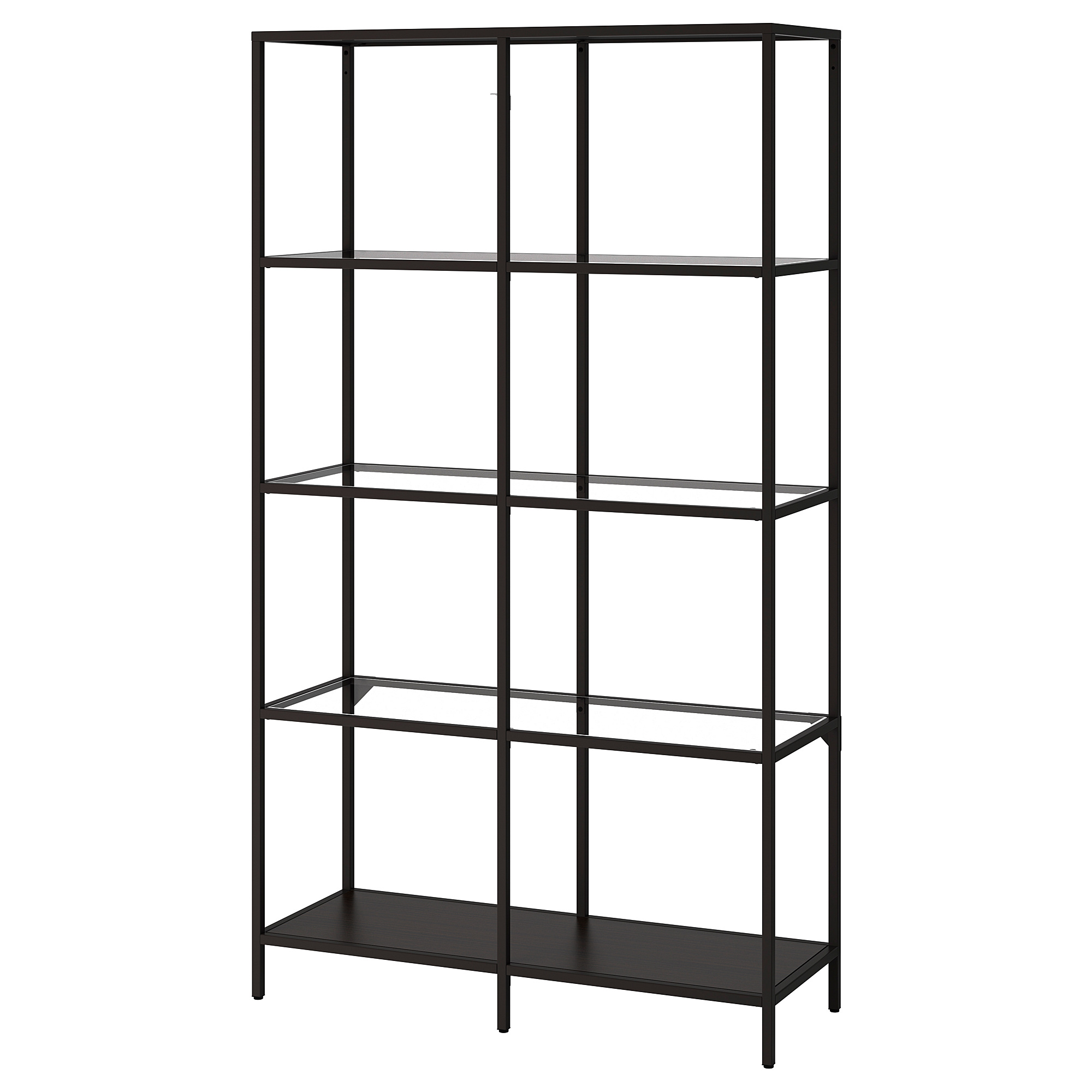 shelving unit, black-brown/glass 
