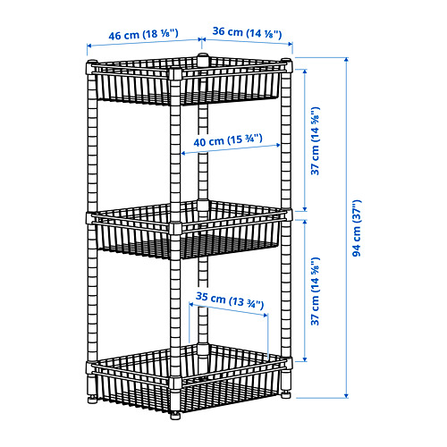 OMAR shelving unit with 3 baskets