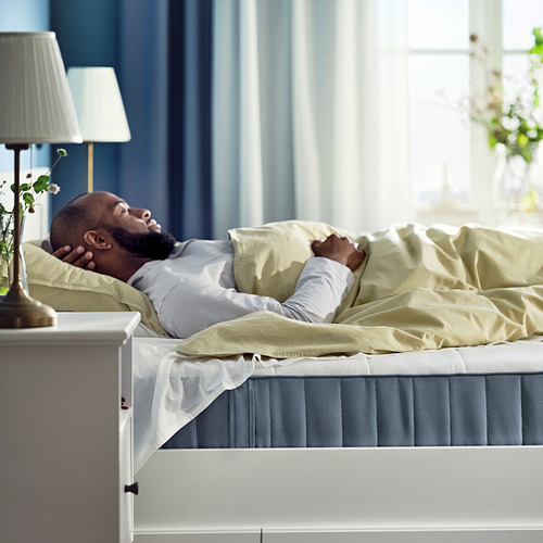 VESTERÖY pocket sprung mattress, extra firm/light blue, single