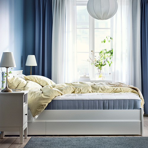 VESTERÖY pocket sprung mattress, extra firm/light blue, single