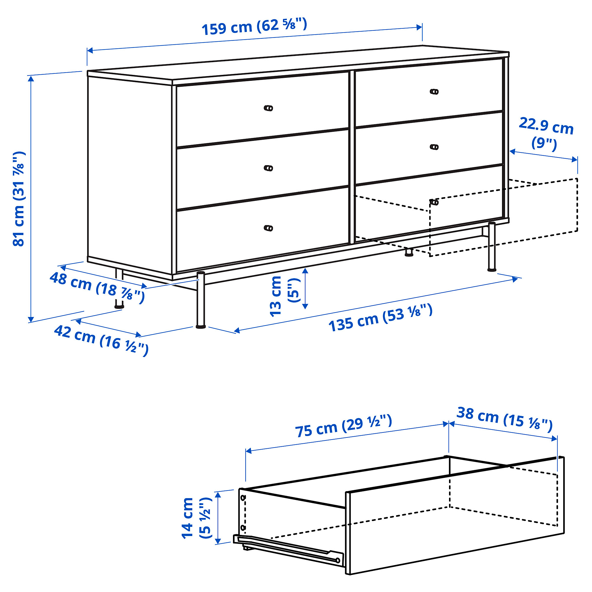 RÅDMANSÖ chest of 6 drawers