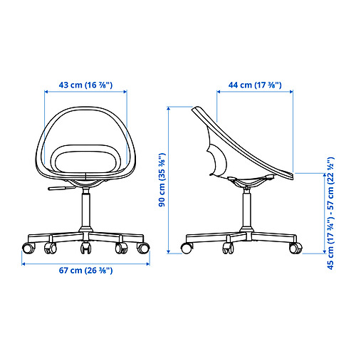 MALSKÄR/ELDBERGET swivel chair + pad