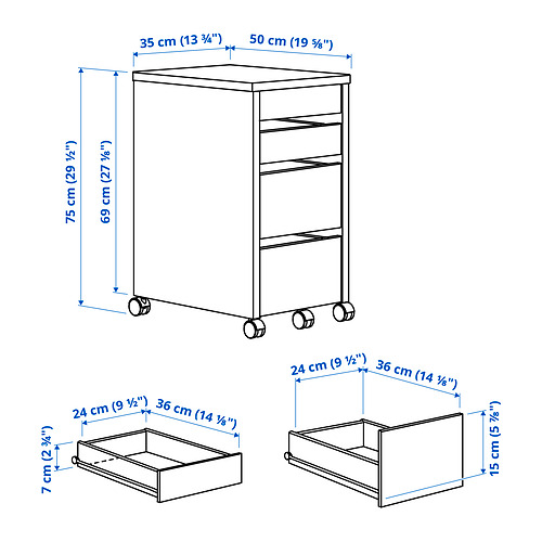 MICKE drawer unit on castors