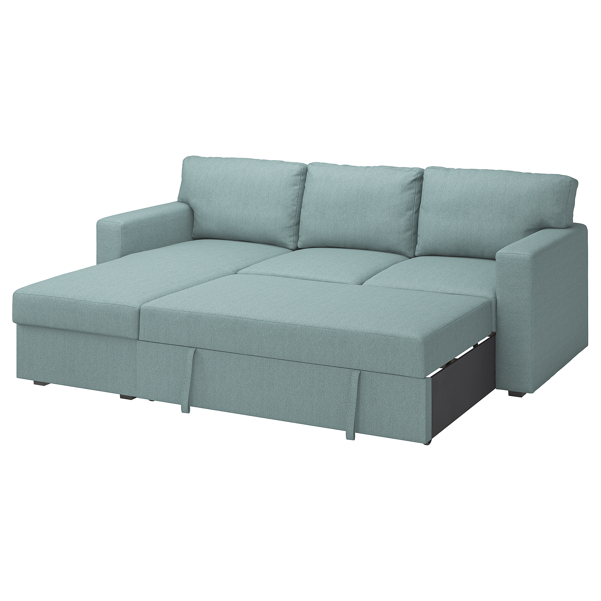 BÅRSLÖV 3-seat sofa-bed with chaise longue, Tibbleby light grey
