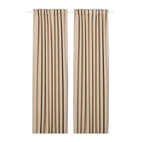 DYTÅG - curtains, 1 pair, white/with heading tape, 145x250 cm