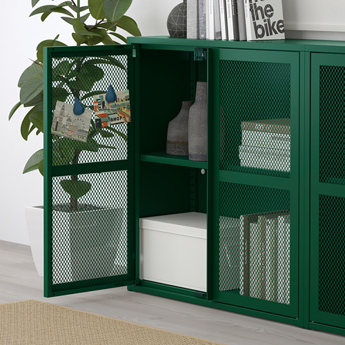 IVAR cabinet with doors, 80x30x83 cm, green mesh