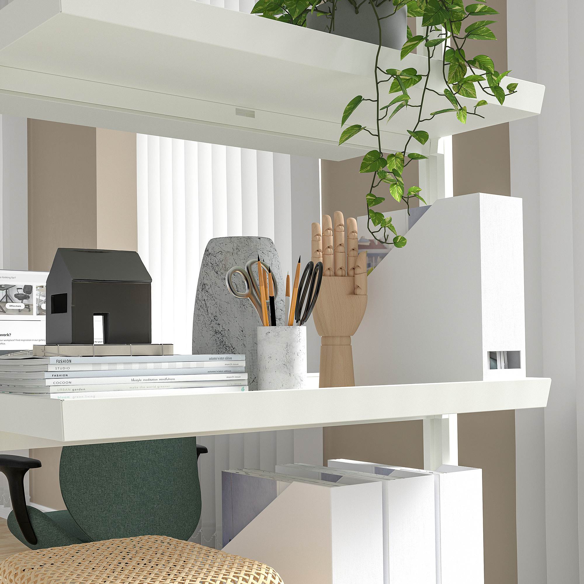 MITTZON frame w castors/disp shlf/cable box