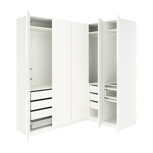 PAX/TONSTAD - 角位衣櫃, 白色/灰白色, 210/160x236 厘米 | IKEA 香港及澳門 - PE988301_S4