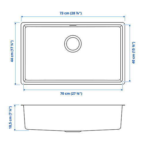 VRESJÖN inset sink, 1 bowl