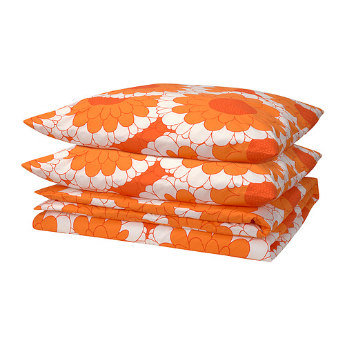 KRANSMALVA duvet cover and 2 pillowcases