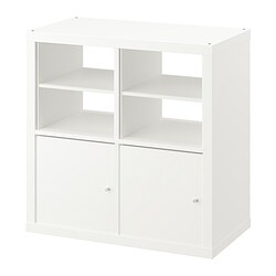 KALLAX - shelving unit, with 2 doors/with 2 shelf inserts white