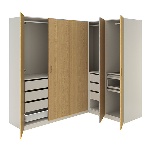 PAX/TONSTAD - 角位衣櫃, 灰米黃色/灰米黃色 橡木飾面, 231/161x201 厘米 | IKEA 香港及澳門 - PE988535_S4