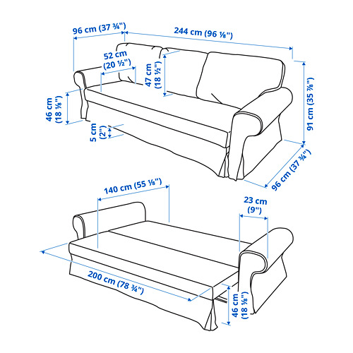 VRETSTORP 3-seat sofa-bed