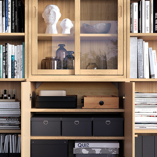 TONSTAD storage comb w sliding glass doors