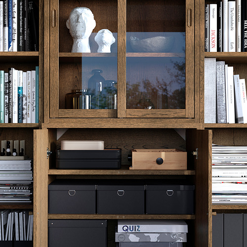 TONSTAD storage comb w sliding glass doors