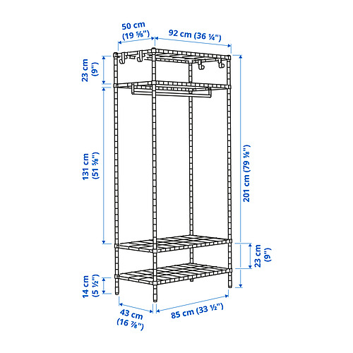 OMAR shelving unit with clothes rail