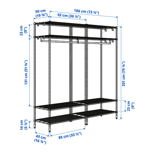 OMAR shelving unit with clothes rail