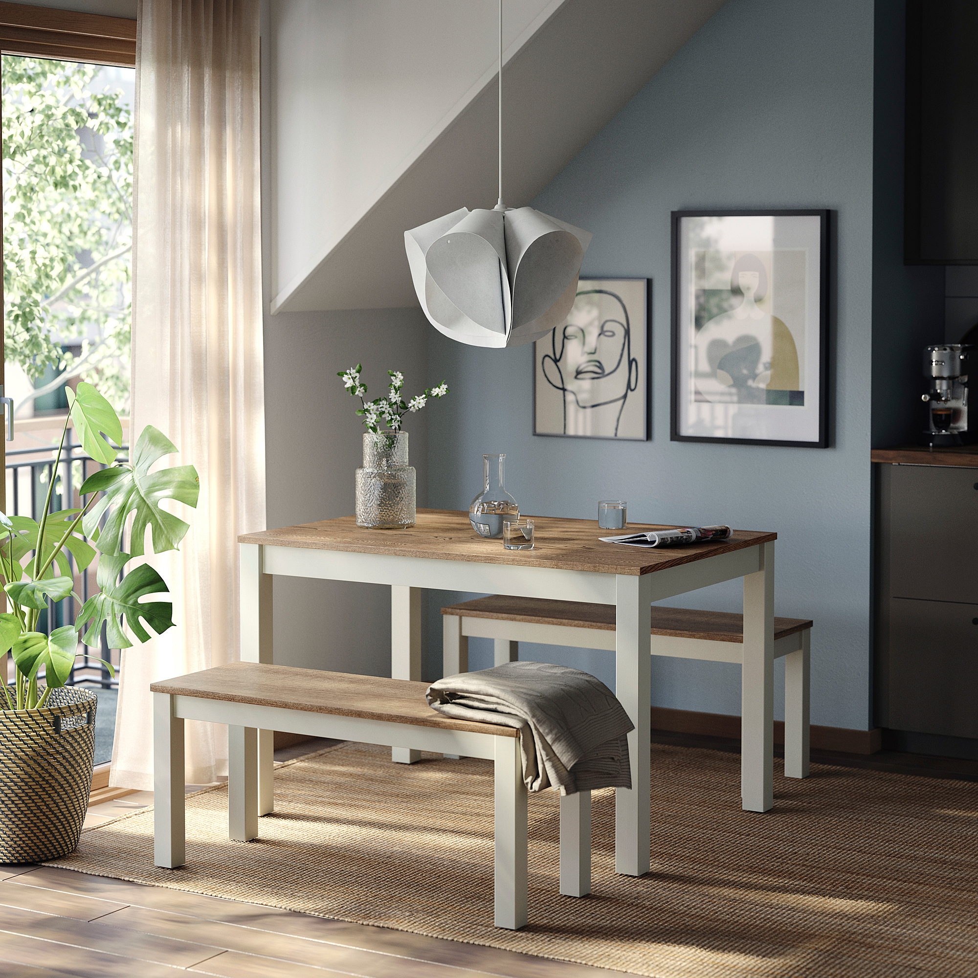 ÅLHULT/ÅLHULT table and 2 benches