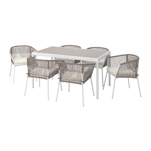 SEGERÖN table+6 chairs w armrests, outdoor