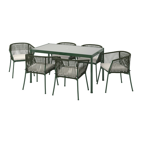 SEGERÖN table+6 chairs w armrests, outdoor