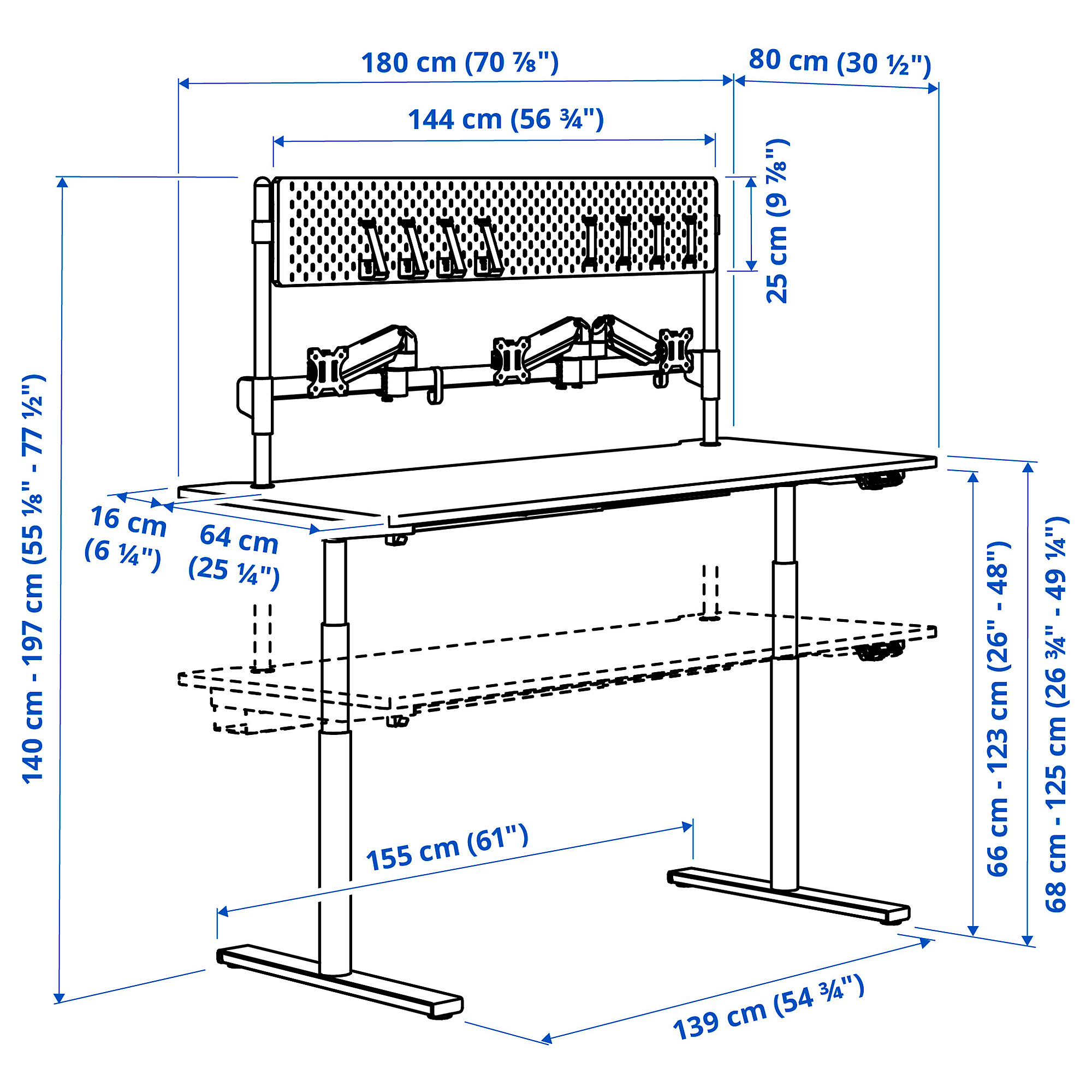 MÅLOMRÅDE gaming desk sit/stand