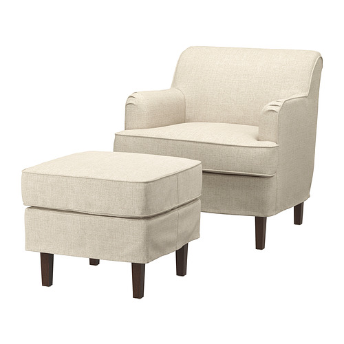 ROCKSJÖN armchair with footstool