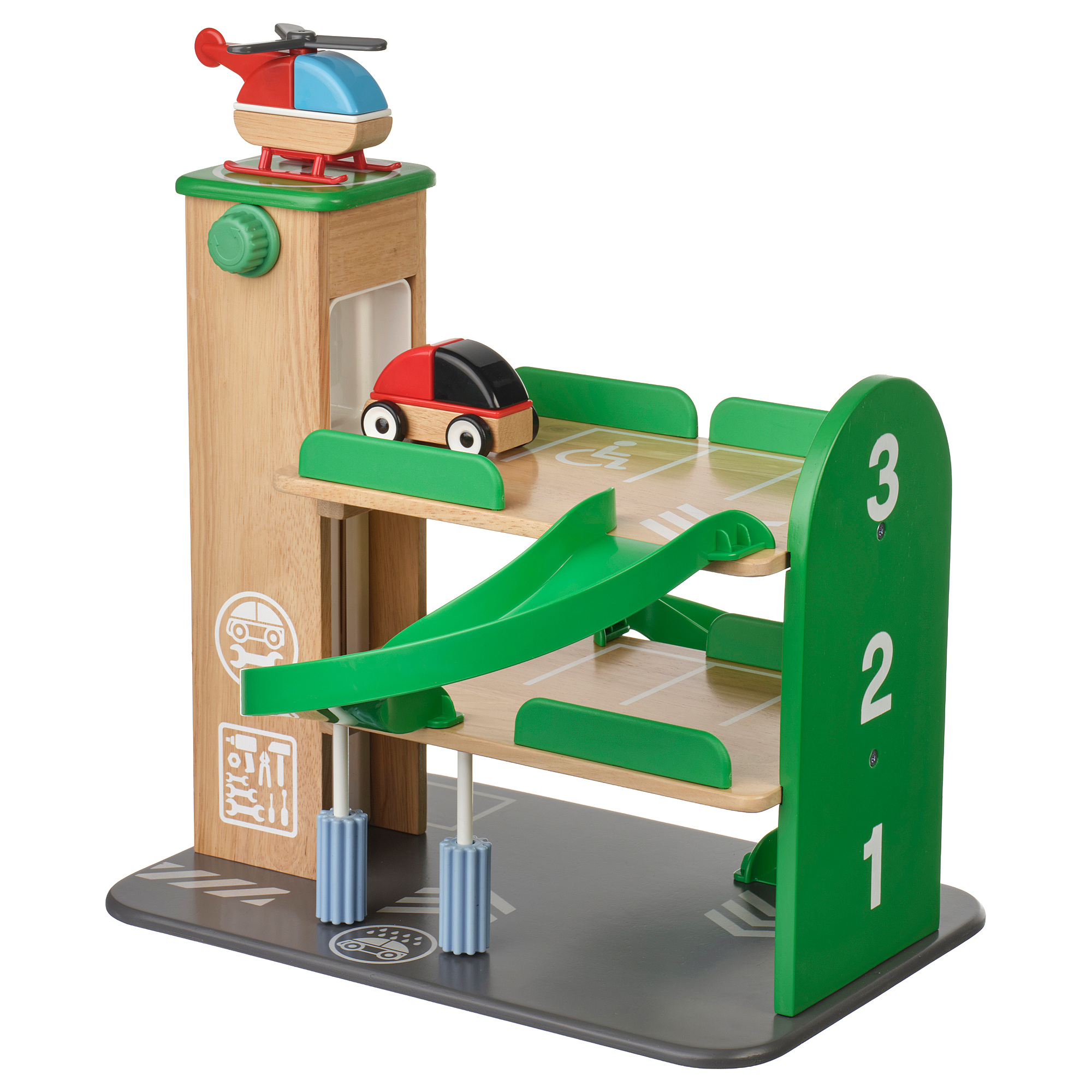 LILLABO 玩具停車場 連車及直昇機