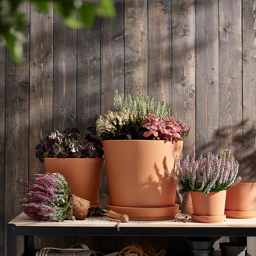 BRUNBÄR plant pot with saucer