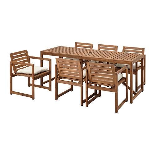 NÄMMARÖ table+6 chairs w armrests, outdoor